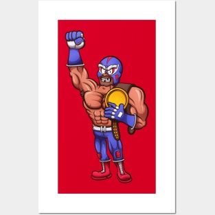 Cartoon Mexican Wrestler Posters and Art